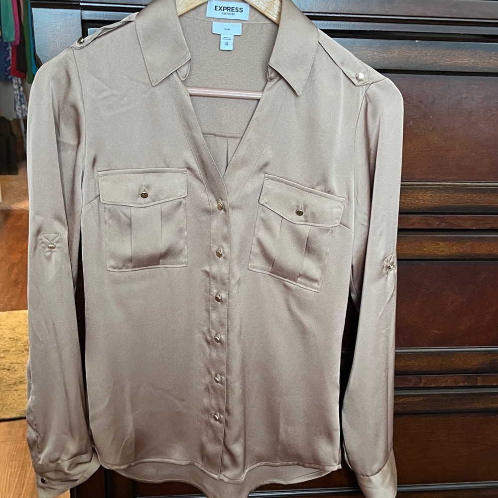 Express Women's Beige Satin Blouse